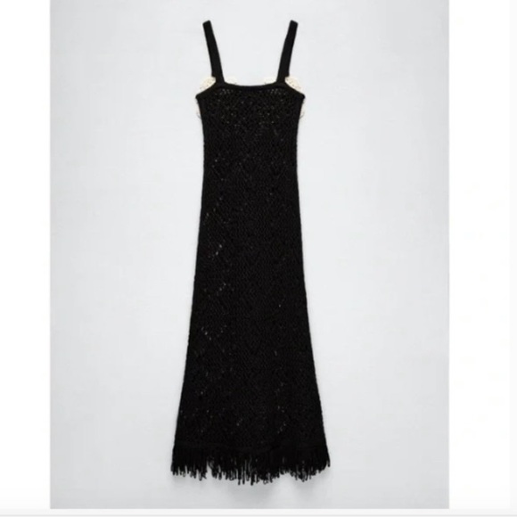 ZARA WOMAN NWT BLACK KNIT FLAPPER MIDI DRESS SIZE SMALL - Picture 9 of 11